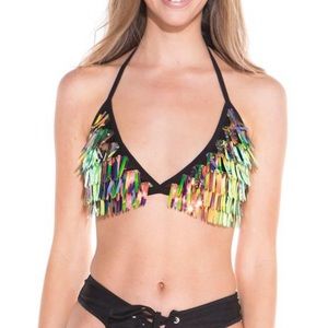 Iheartraves raving rainbow triangle halter top